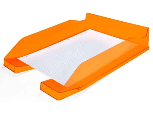Bandeja sobremesa plastico Q-connect naranja transparente240x70x340 mm KF04201, imagen 3 mini