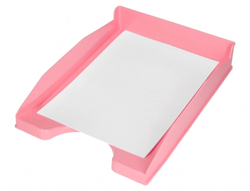 Bandeja sobremesa plastico Q-connect rosa pastel opaco 240x70x340mm KF17161, imagen 5 mini
