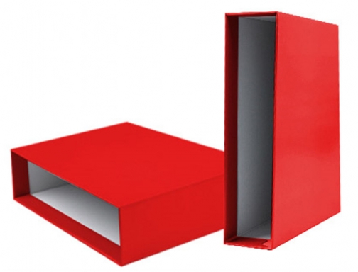 Caja archivador Liderpapel de palanca carton folio documenta lomo 75mm color rojo 72768, imagen 2 mini