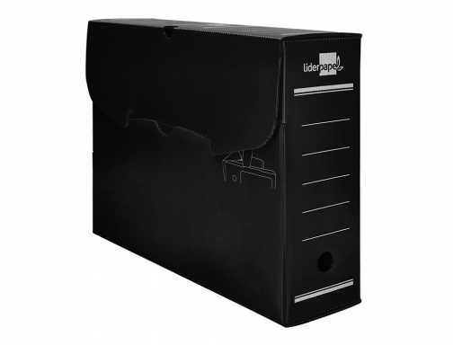 Caja archivo definitivo plastico Liderpapel negro 387x275x105 mm 11355, imagen 3 mini