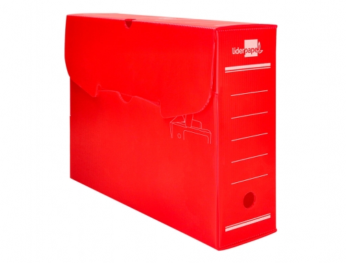 Caja archivo definitivo plastico Liderpapel rojo 387x275x105 mm 11356, imagen 3 mini