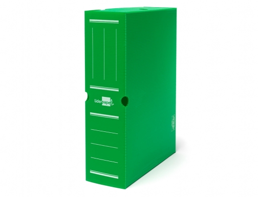 Caja archivo definitivo plastico Liderpapel verde 387x275x105 mm 11357, imagen 2 mini