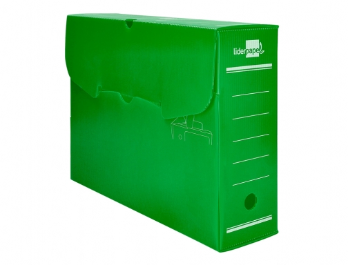 Caja archivo definitivo plastico Liderpapel verde 387x275x105 mm 11357, imagen 3 mini