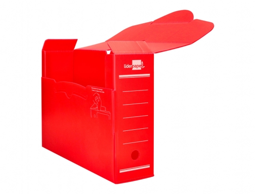 Caja archivo definitivo plastico Liderpapel rojo 360x260x100 mm 16641, imagen 5 mini