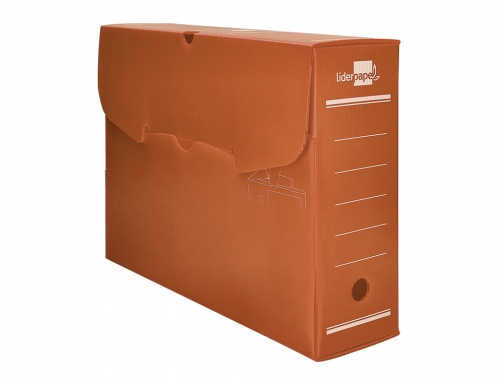 Caja archivo definitivo plastico Liderpapel marron 360x260x100 mm 16642, imagen 2 mini