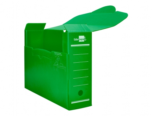 Caja archivo definitivo plastico Liderpapel verde 360x260x100 mm 17302, imagen 5 mini
