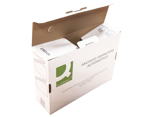 Caja archivo definitivo Q-connect folio carton reciclado cierre con lengueta 255x360x100 mm KF22349 7722401 , blanco, imagen 2 mini
