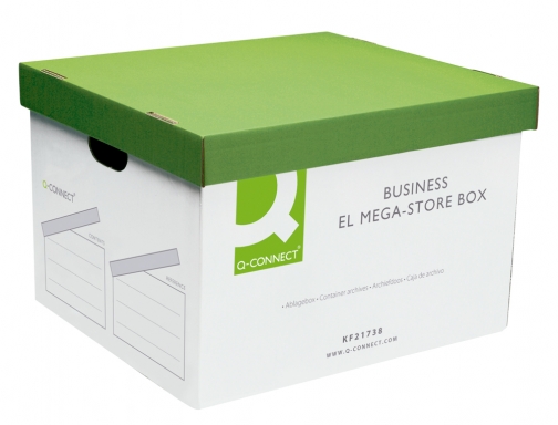 Cajon Q-connect carton para 4 cajas archivo definitivo folio montaje automatico medidas KF21738 0885101 , blanco verde, imagen 2 mini