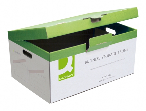 Cajon Q-connect carton para 5 cajas archivo definitivo A4 lomo de 100 KF21663 0884601 , blanco verde, imagen 2 mini