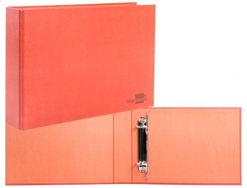 Carpeta de 2 anillas 25mm mixtas Liderpapel cuarto apaisado carton cuero forrado 25244, imagen 2 mini