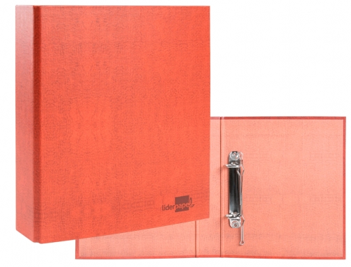 Carpeta de 2 anillas 25mm mixtas Liderpapel folio carton cuero forrado compresor 25247, imagen 2 mini