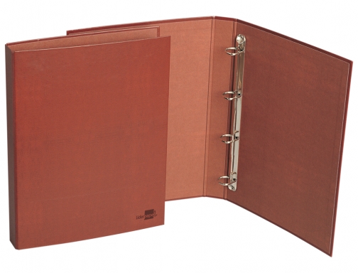 Carpeta de 4 anillas 25mm mixtas Liderpapel folio carton cuero forrado compresor 25249, imagen 2 mini