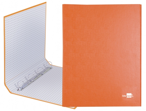 Carpeta de 4 anillas 25mm mixtas Liderpapel folio carton forrado paper coat 26425 , naranja, imagen 2 mini