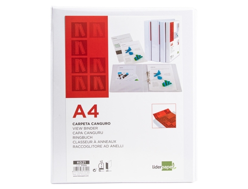 Carpeta canguro 2 anillas mixtas 16mm Liderpapel A4 plastico blanca 31320 , blanco, imagen 3 mini