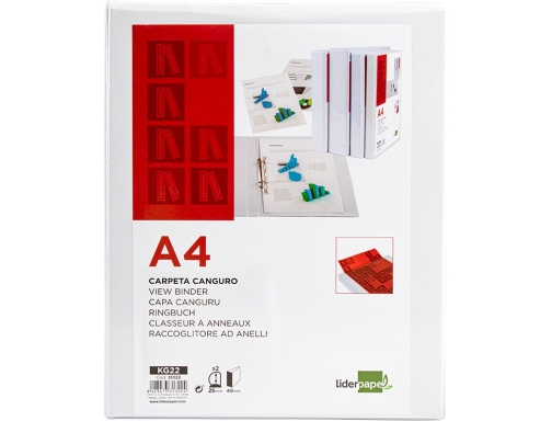 Carpeta canguro 2 anillas mixtas 25mm Liderpapel A4 plastico blanca 31322 , blanco, imagen 2 mini