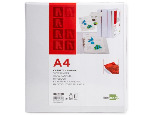 Carpeta canguro 2 anillas mixtas 55mm Liderpapel A4 plastico blanca 31326 , blanco, imagen 2 mini