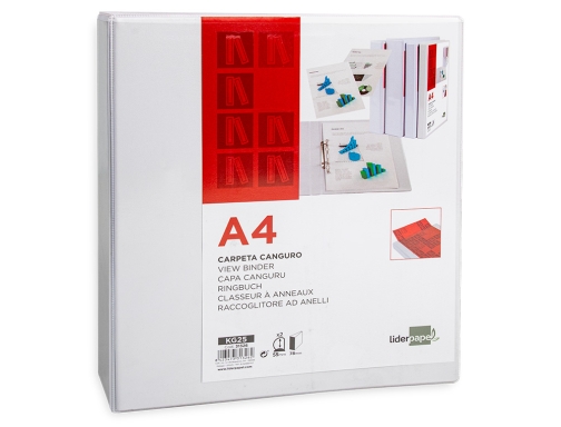 Carpeta canguro 2 anillas mixtas 55mm Liderpapel A4 plastico blanca 31326 , blanco, imagen 4 mini