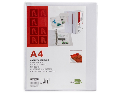 Carpeta canguro 4 anillas mixtas 25mm Liderpapel A4 plastico blanca 31323 , blanco, imagen 2 mini