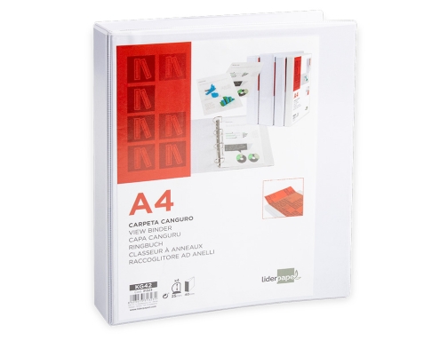 Carpeta canguro 4 anillas mixtas 25mm Liderpapel A4 plastico blanca 31323 , blanco, imagen 3 mini