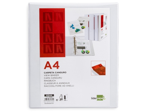 Carpeta canguro 4 anillas mixtas 40mm Liderpapel A4 plastico blanca 31325 , blanco, imagen 2 mini