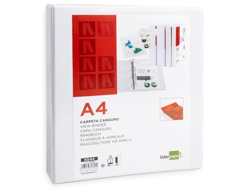 Carpeta canguro 4 anillas mixtas 40mm Liderpapel A4 plastico blanca 31325 , blanco, imagen 3 mini