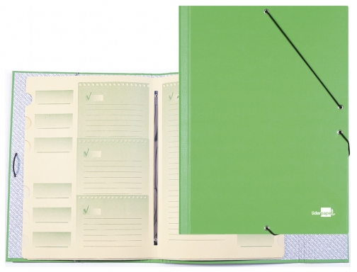 Carpeta clasificadora Liderpapel 12 departamentos folio prolongado carton forrado verde claro 26423, imagen 2 mini