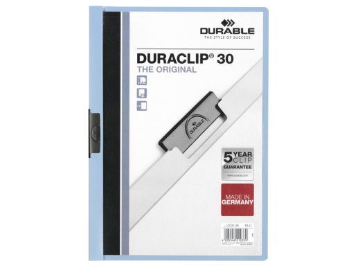 Carpeta duraclip dossier pinza lateral azul capacidad 30 hojas Durable 2200-06, imagen 2 mini