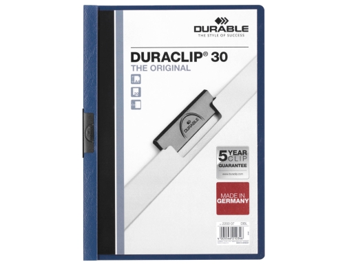 Carpeta duraclip dossier pinza lateral azul oscuro capacidad 30 hojas Durable 2200-07, imagen 2 mini