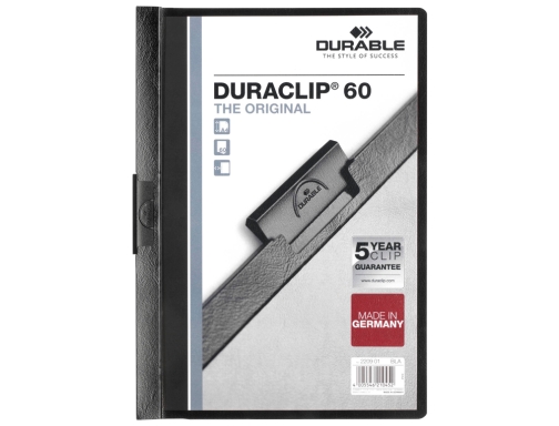 Carpeta duraclip dossier pinza lateral negro capacidad 60 hojas Durable 2209-01, imagen 2 mini