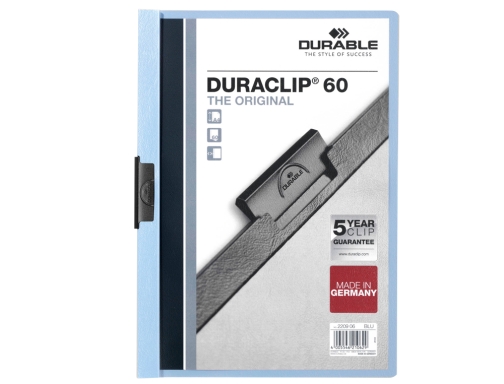 Carpeta duraclip dossier pinza lateral azul capacidad 60 hojas Durable 2209-06, imagen 2 mini