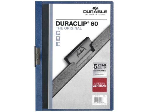 Carpeta duraclip dossier pinza lateral azul oscuro capacidad 60 hojas Durable 2209-07, imagen 2 mini