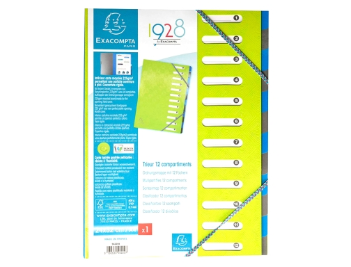 Carpeta Exacompta harmonika clasificadora fuelle 12 departamentos con gomas carton rigido colores 56220E , surtidos, imagen 2 mini