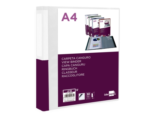 Carpeta Liderpapel 30 fundas canguro pp Din A4 transparenteportada y lomo que 159467, imagen 3 mini