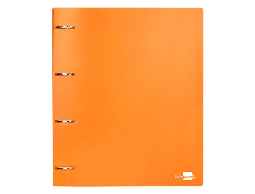 Carpeta Liderpapel 4 anillas mixtas 40 mm polipropileno Din A4 naranja fluor 160015, imagen 2 mini