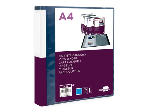 Carpeta Liderpapel 60 fundas canguro pp Din A4 azul translucido portada y 159473, imagen 3 mini