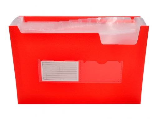 Carpeta Liderpapel clasificador fuelle 32110 polipropileno Din A4 roja transparente 13 departamentos 20957 , rojo, imagen 5 mini
