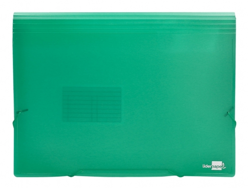 Carpeta Liderpapel clasificador fuelle 32113 polipropileno Din A4 verde transparente 13 departamentos 20959, imagen 2 mini