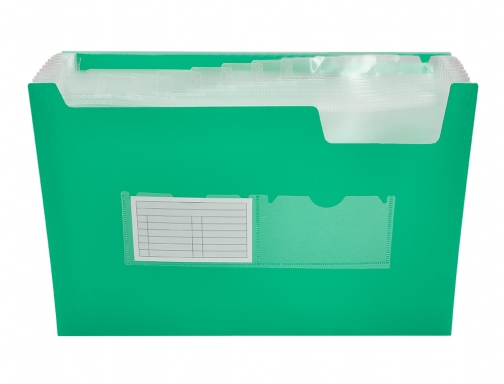 Carpeta Liderpapel clasificador fuelle 32113 polipropileno Din A4 verde transparente 13 departamentos 20959, imagen 5 mini