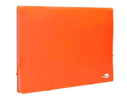 Carpeta Liderpapel clasificador fuelle polipropileno Din A4 naranja fluor opaco 13 departamentos 11055, imagen 3 mini