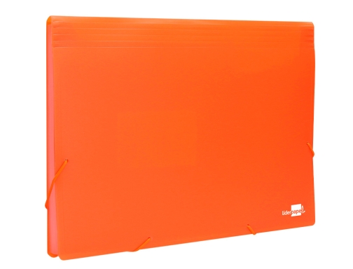 Carpeta Liderpapel clasificador fuelle polipropileno Din A4 naranja fluor opaco 13 departamentos 11055, imagen 3 mini