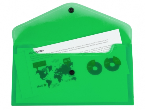 Carpeta Liderpapel dossier broche polipropileno tamao sobre americano 260x140mm verde translucido 50391, imagen 2 mini