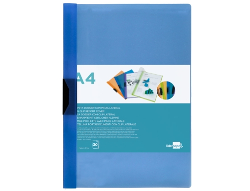 Carpeta Liderpapel dossier pinza lateral 45302 polipropileno Din A4 azul 30 hojas 29322, imagen 2 mini