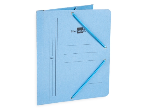 Carpeta Liderpapel gomas cuarto 3 solapas carton pintado azul 15800, imagen 4 mini