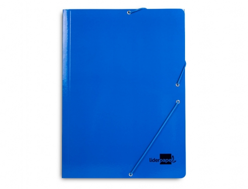 Carpeta Liderpapel gomas folio 3 solapas carton plastificado color azul 165926, imagen 2 mini