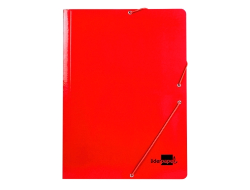 Carpeta Liderpapel gomas folio 3 solapas carton plastificado color rojo 165928, imagen 2 mini