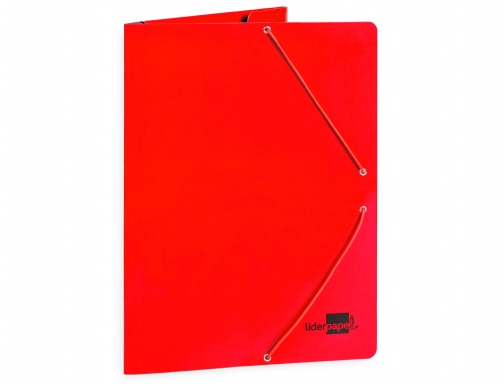 Carpeta Liderpapel gomas folio 3 solapas carton plastificado color rojo 165928, imagen 3 mini