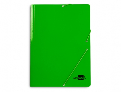Carpeta Liderpapel gomas folio 3 solapas carton plastificado color verde 165929, imagen 2 mini