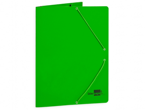 Carpeta Liderpapel gomas folio 3 solapas carton plastificado color verde 165929, imagen 3 mini