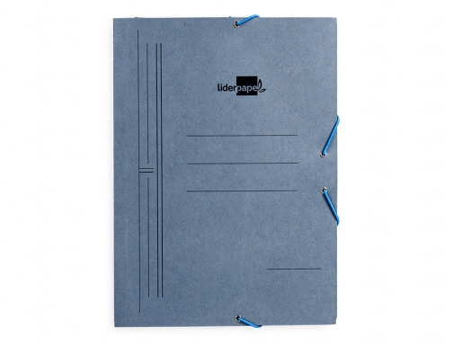 Carpeta Liderpapel gomas folio 3 solapas carton pintado azul 410 g m2 166047, imagen 2 mini