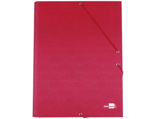Carpeta Liderpapel gomas folio 3 solapas carton forrado roja 24740 , rojo, imagen 2 mini